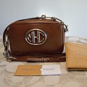 REDUCED!! Michael Kors Collection Luggage Brown Leather Camera Bag Crossbody